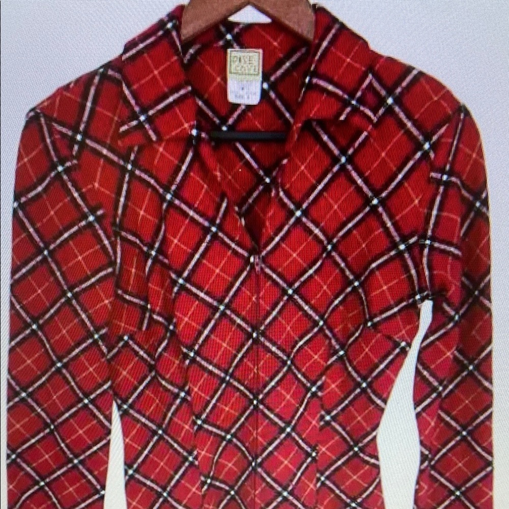 Pine Cove Womens 4 Red Plaid Zip Up Christmas Festive Jacket Blouse shirt Top
